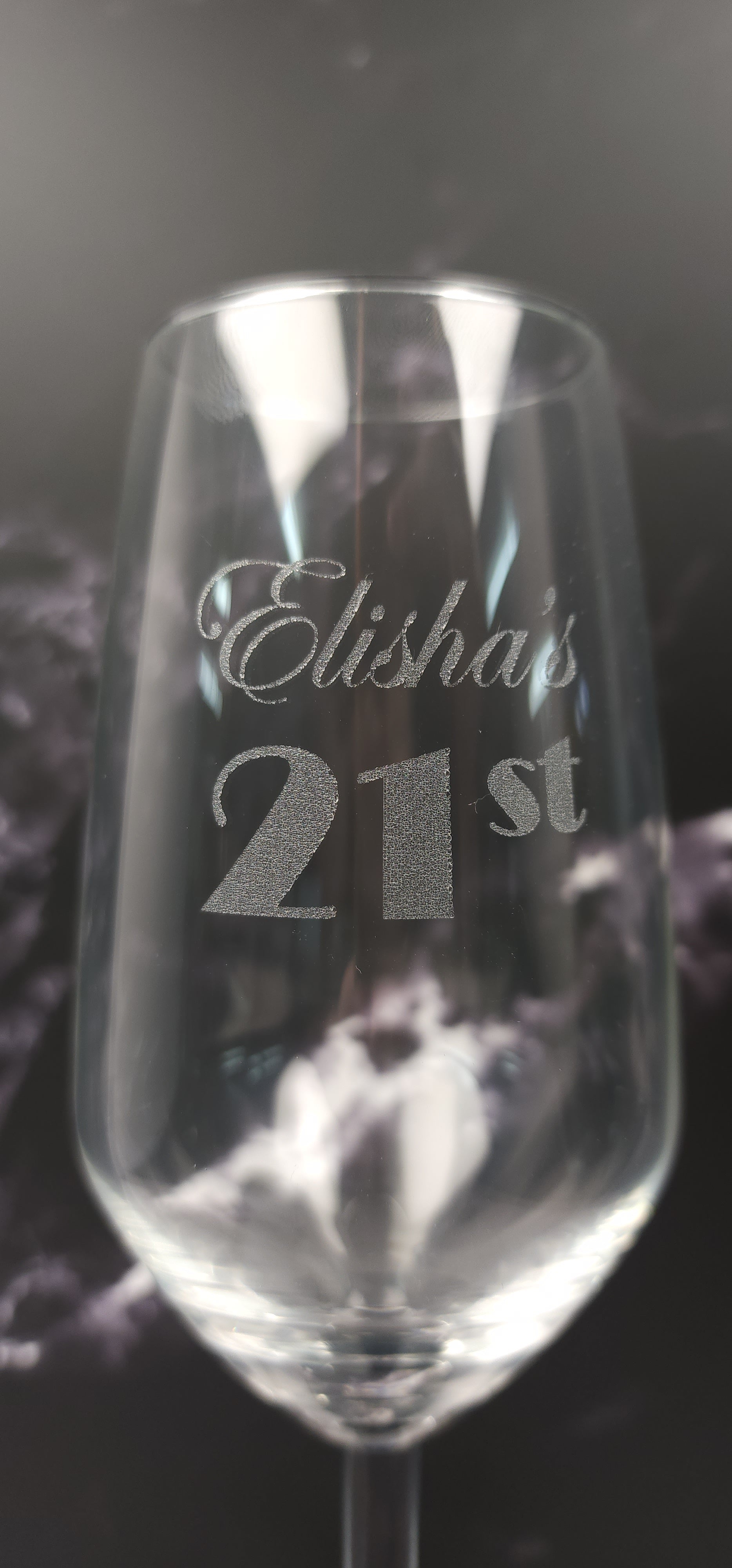 Champagne Glass With Blue Stem-Engraved with name