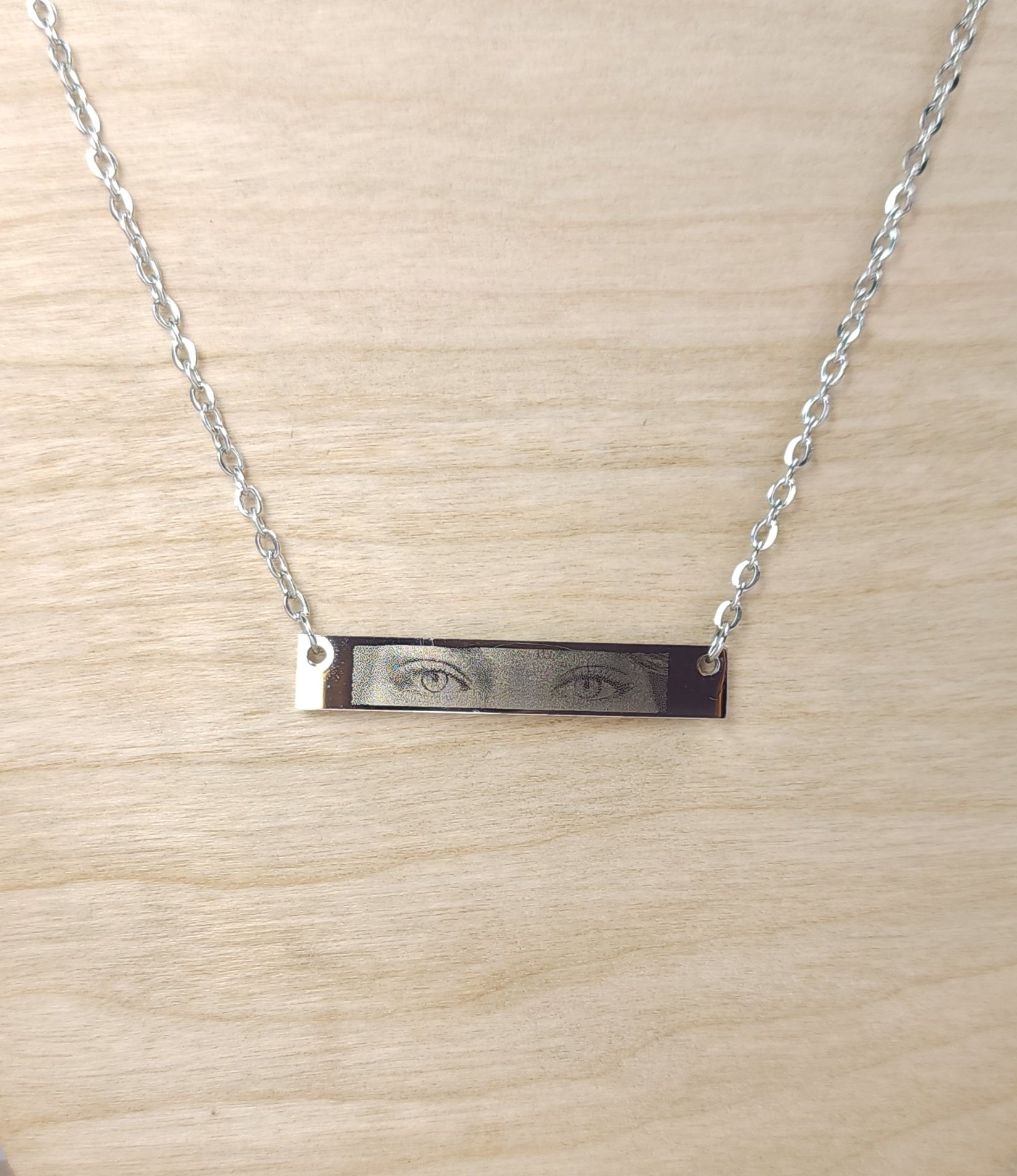 Personalised Stainless Steel Pendant with Chain engraved with message on Front and Back