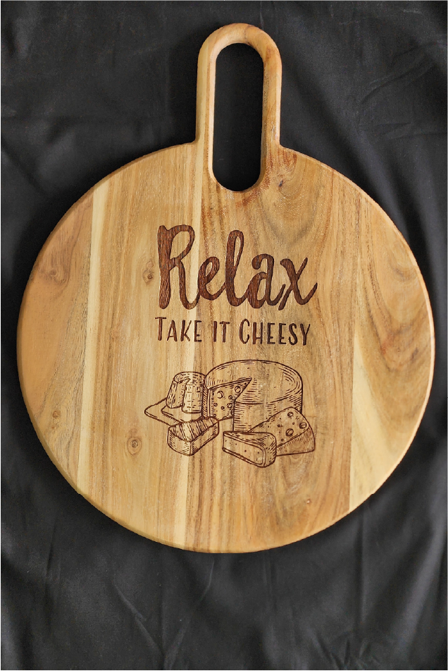 Personalised Round Cheese board - engraved