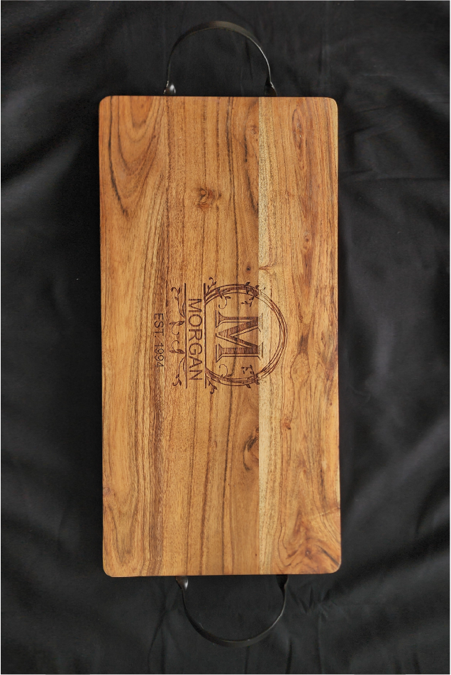 Personalised Rectangle Engraved Serving Board With Handles 67cm